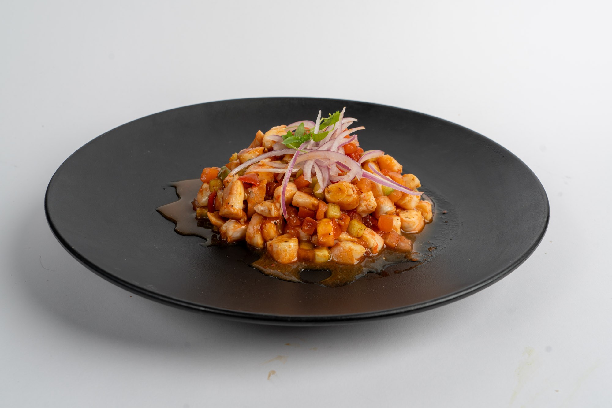 Fresh Mexican ceviche with shrimp fish and citrus at Mi Ranchito